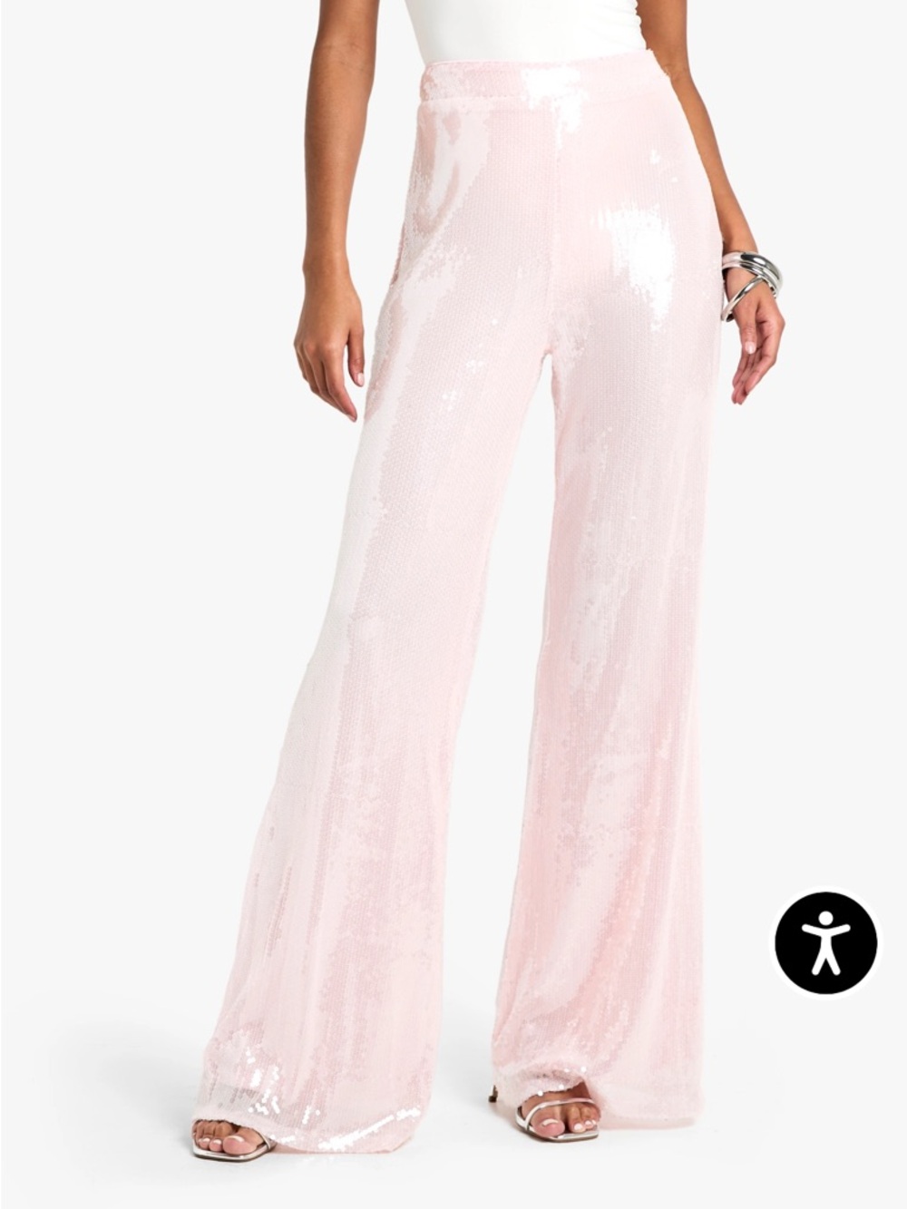 Sequin Wide Leg Trouser. Elastic waist - Picture 4 of 6